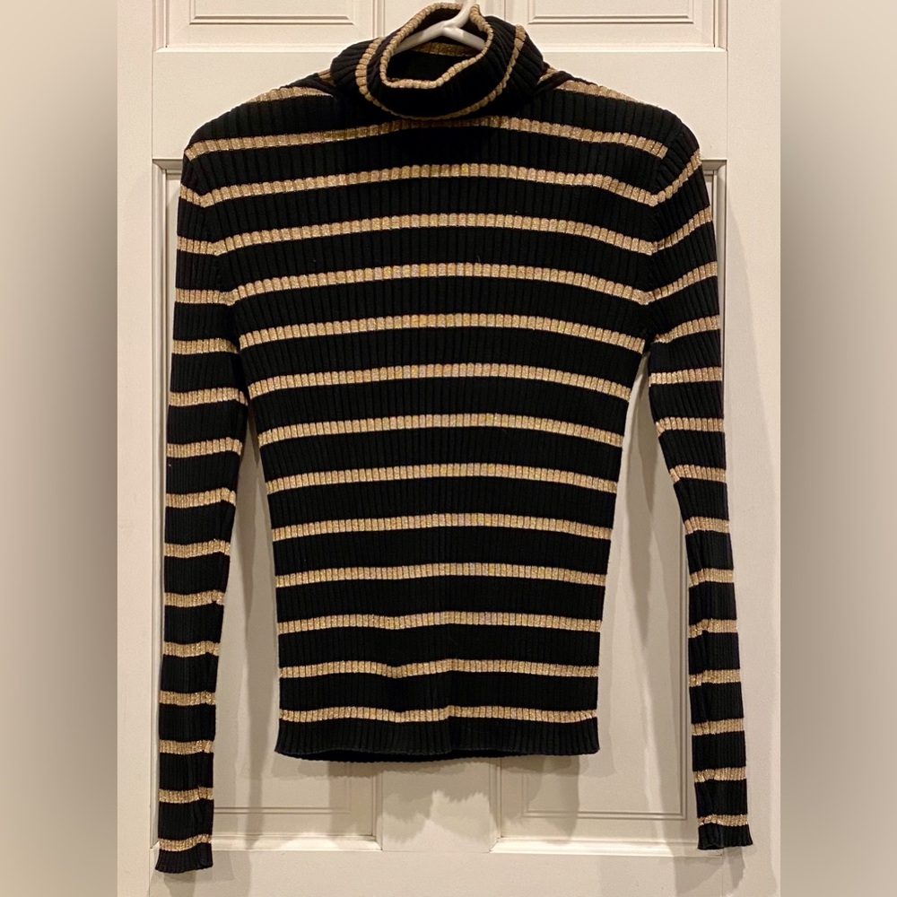 Ralph Lauren Green Label gold and black turtleneck